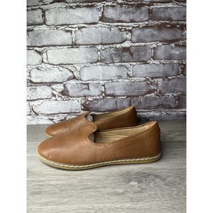 Charix Camel Brown Leather Shoes Handcrafted Leather Flats Women Sz 38EU/7.5M US